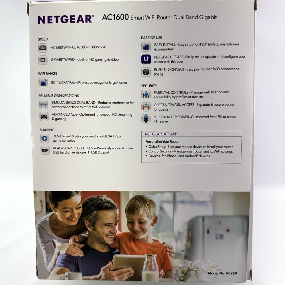 NETGEAR AC1600 Smart WiFi Router R6260 Dual Band Gigabit Wireless Router - Picture 8 of 9